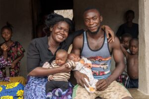 Rashid and Adama Lukulay (dad and mom) with their twins Rudi and Sudaison at Home Visitation Program
