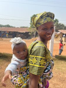 Madiatu and Mariama stayed BWH 6 month old. She took her to the clinic for vaccines.
